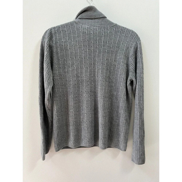 Kim Rogers Cashmalon Gray Cable Knit Sweater Turtleneck Womens Medium - Picture 3 of 7